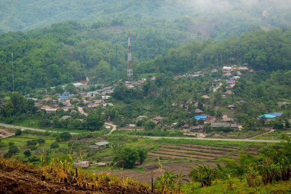 Full view of the village. Over 1000 people currently live in this particular Akha village. 