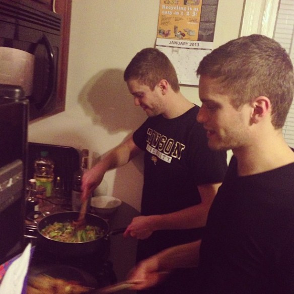 Cooking a feast in our home in Baltimore.