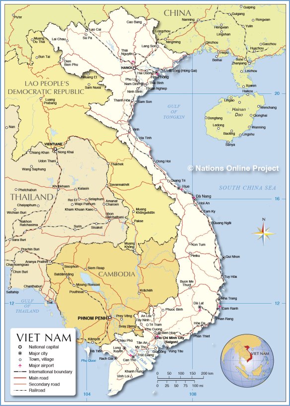 Map from: http://www.nationsonline.org/oneworld/map/vietnam-political-map.htm