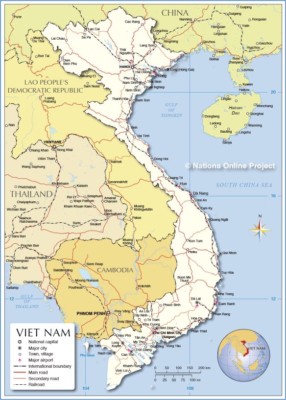 Map from: http://www.nationsonline.org/oneworld/map/vietnam-political-map.htm